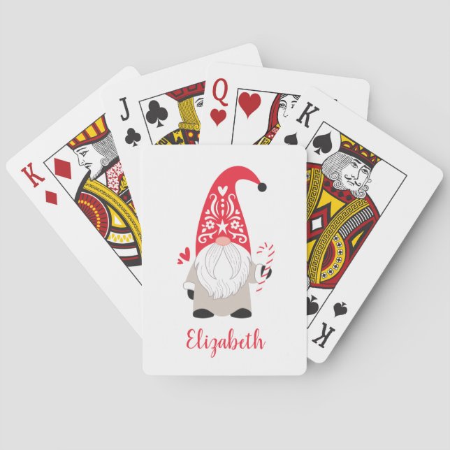 Personalized Christmas Gnome Playing Cards (Back)
