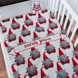 Personalized Christmas Gnome Sherpa Blanket