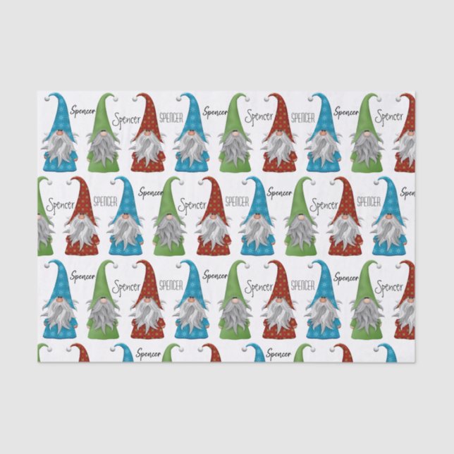 Personalized Christmas Gnomes Tissue Paper Sheets (Front)