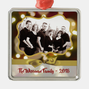 Personalized Christmas Gold Bokeh PHOTO Ornament