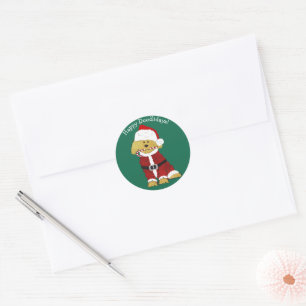 Personalized Christmas Goldendoodle Santa Claus Classic Round Sticker