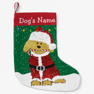 Personalized Christmas Goldendoodle Santa Claus Small Christmas Stocking
