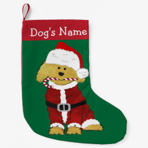 Personalized Christmas Goldendoodle Santa Claus Small Christmas Stocking