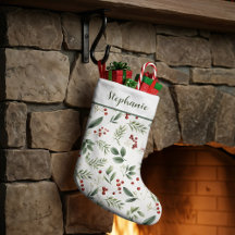 Personalized Christmas Greenery & Red Berries