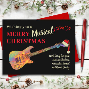 Personalized Christmas Guitar Retro Groovy Holiday Postcard