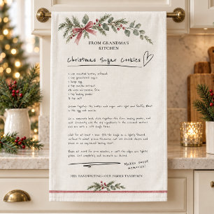 Personalized Christmas Handwritten Recipe Kitchen Towel