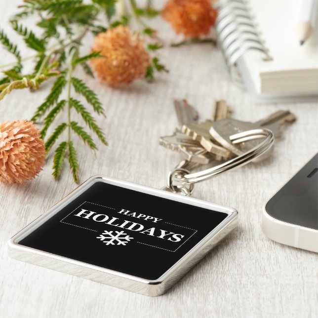 Personalized Christmas Happy Holiday Custom Gift  Keychain (Side)
