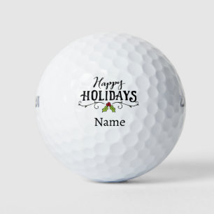 Personalized Christmas Happy Holiday Golf Balls