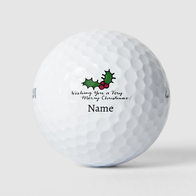 Personalized Christmas Happy Holiday Golf Balls (Front)