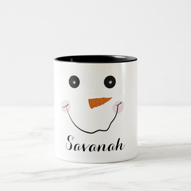 Personalized Christmas Happy Snowman Mug (Center)