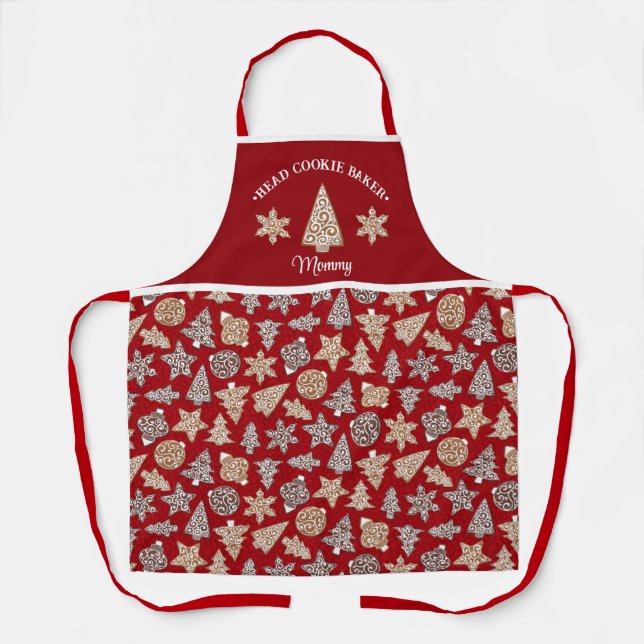 Personalized Christmas Head Cookie Baker Custom Apron (Front)