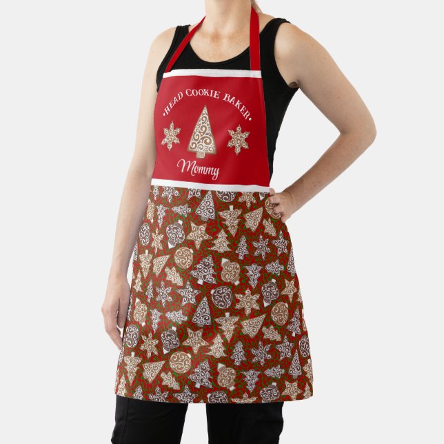 Personalized Christmas Head Cookie Baker Custom Apron (Insitu)
