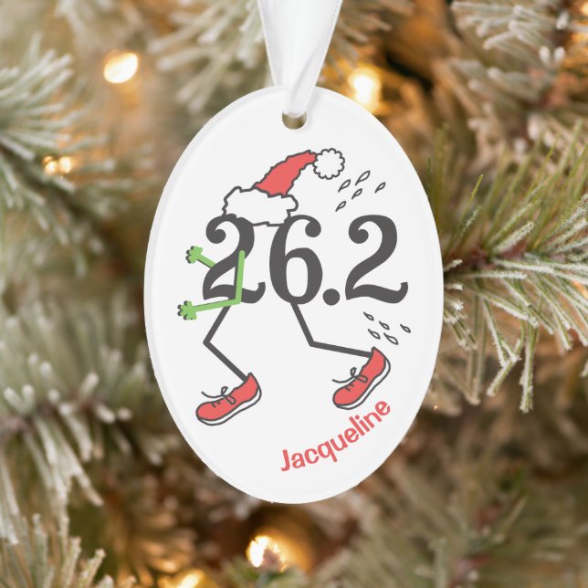 Personalized Christmas Holiday 26.2 Funny Marathon Ornament (Tree)