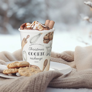 Personalized Christmas Holiday Cookie Exchange Paper Cups