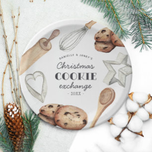 Personalized Christmas Holiday Cookie Exchange Paper Plate