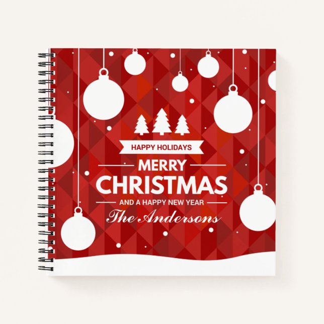 Personalized Christmas Holiday | Guestbook Notebook (Front)