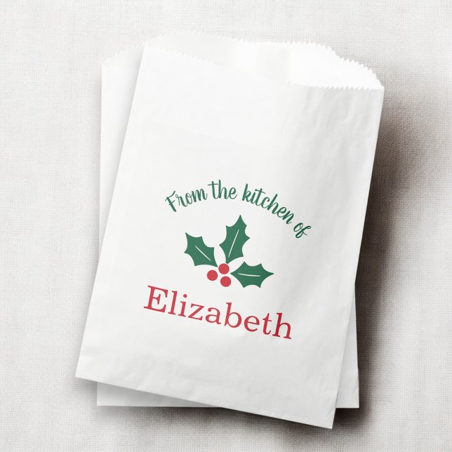 Personalized Christmas Holiday Kitchen Holly Berry Favour Bag (Creator Uploaded)