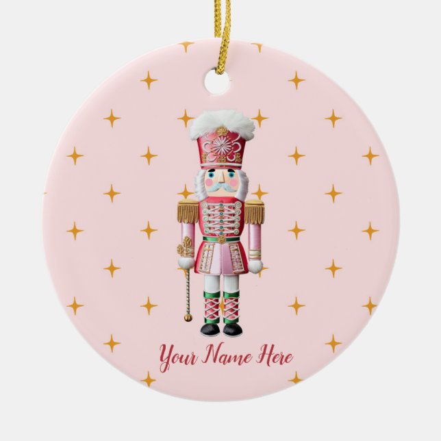 Personalized Christmas Holiday Nutcracker Ceramic Ornament (Front)