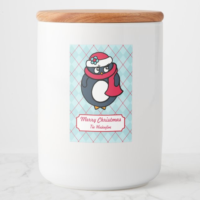 Personalized Christmas Holiday Penguin Labels  (Front)