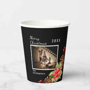 Personalized Christmas Holiday Photo Paper Cups