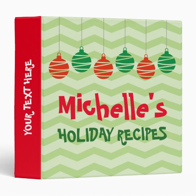 Personalized Christmas Holiday recipe binder book (Front/Spine)