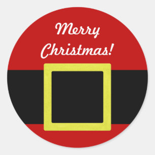 Personalized Christmas Holiday Santa's Belt Classic Round Sticker