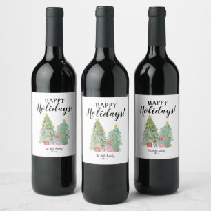 Personalized Christmas holiday wine label