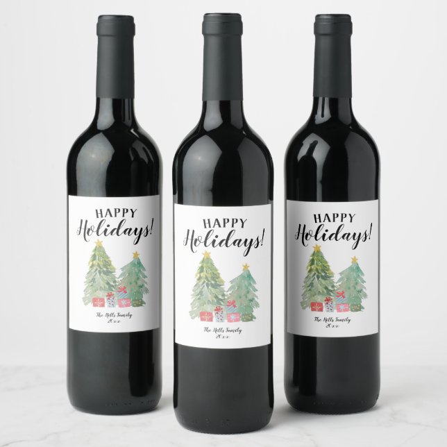Personalized Christmas holiday wine label (Bottles)