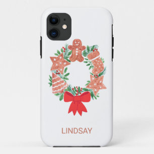 Personalized Christmas Holiday Wreath  iPhone 11 Case