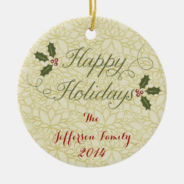 Personalized Christmas Holidays Family Ornament (Front)