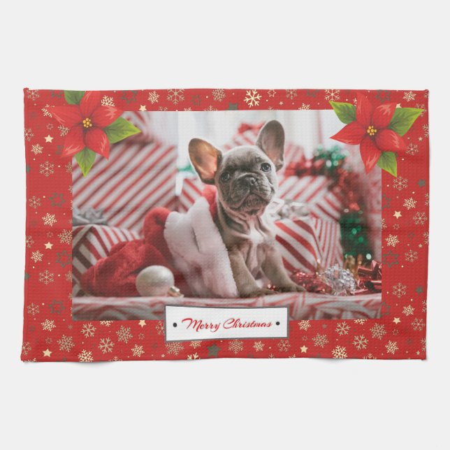 Personalized Christmas Holidays Photo Kitchen Towel (Horizontal)