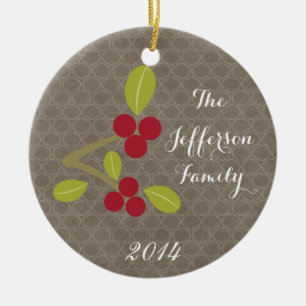 Personalized Christmas Holly Bales Family Ornament