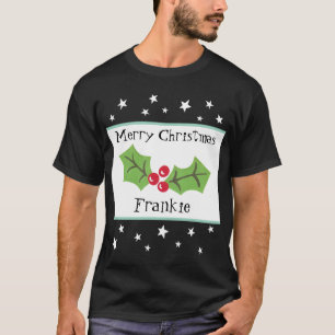 Personalized Christmas Holly & Berries T-Shirt