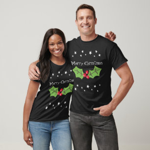 Personalized Christmas Holly & Berries T-Shirt