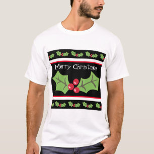 Personalized Christmas Holly & Berries T-Shirt