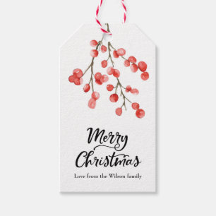 Personalized Christmas Holly Berry Tags