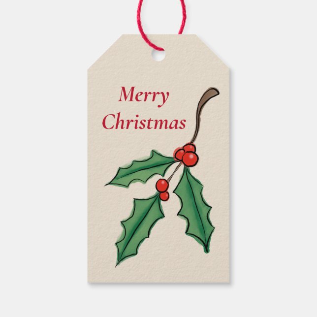 Personalized Christmas Holly Gift Tag (Back)