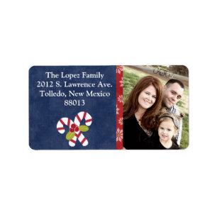 Personalized Christmas Holly on Cand Mailing Label