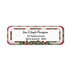 Personalized Christmas Holly Return Address Label