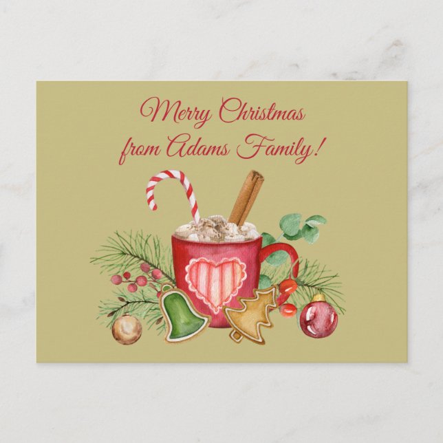 Personalized Christmas Hot Chocolate Mug Postcard (Front)