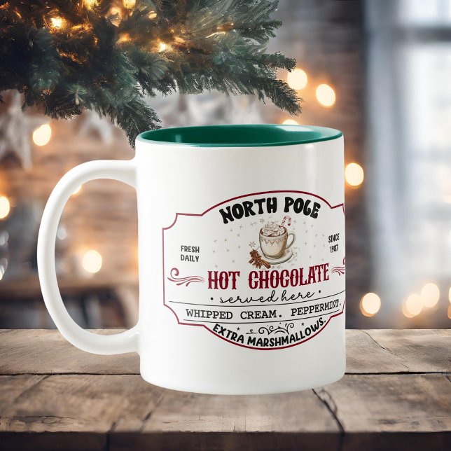 Personalized Christmas Hot Cocoa  Two-Tone Coffee Mug (Creator Uploaded)
