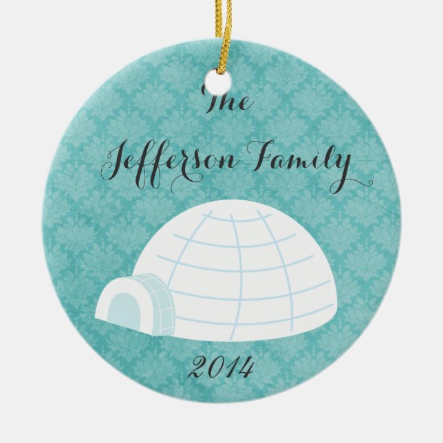 Personalized Christmas Igloo Family Ornament (Front)