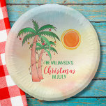 Personalized Christmas in July Party Paper Bowl Paper Plate<br><div class="desc">Let's celebrate Christmas in July with a BBQ or party! Invite family and friends to your Christmas themed celebration and decorate it with these island style paper bowls featuring hand drawn palm trees decorated with lights on a watercolor background. Easily customizable with your name. Because we create our own artwork...</div>