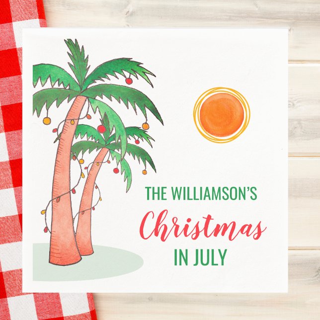 Personalized Christmas in July Party Paper Napkin (Creator Uploaded)