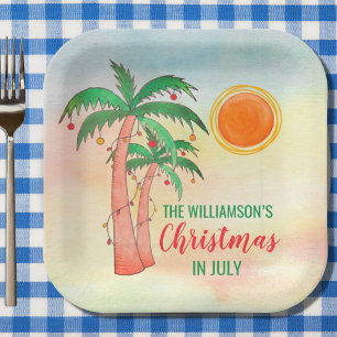 Personalized Christmas in July Party Paper Plates