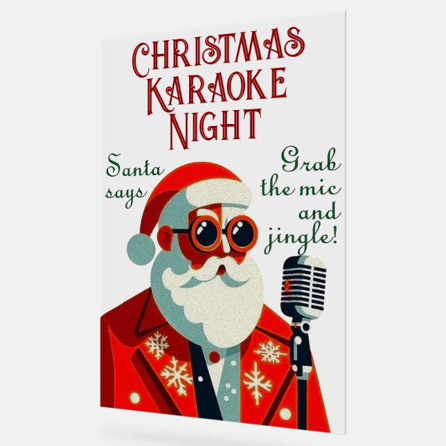 Personalized Christmas Karaoke Night Acrylic Sign (Angle)