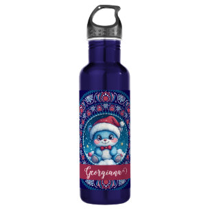 Personalized Christmas Kawaii Bear Dot Mandala 710 Ml Water Bottle
