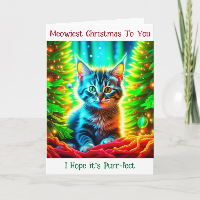 Personalized Christmas Kitten and Happy New Year Card (Front)