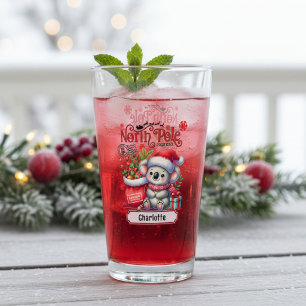 Personalized Christmas Koala Name Gift Glass