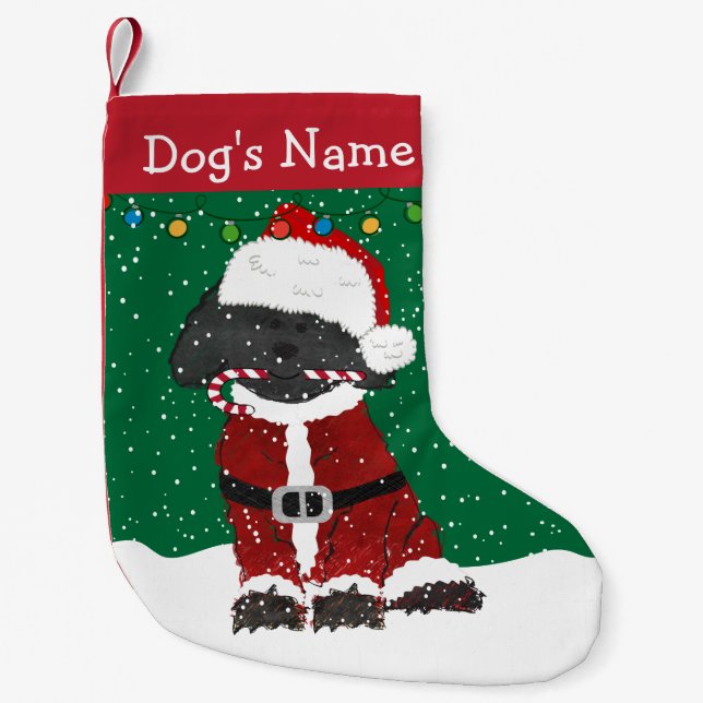 Personalized Christmas Labradoodle Santa Claus Small Christmas Stocking (Front)
